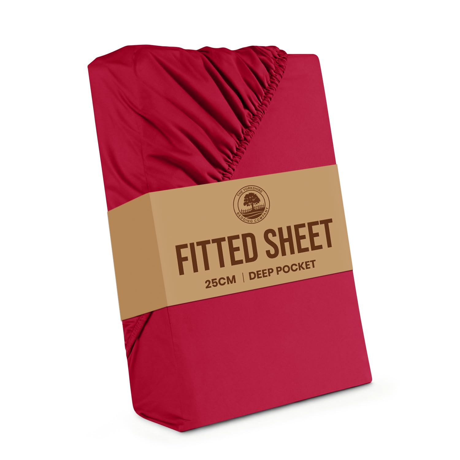 Yorkshire Bedding Fitted sheets King Size 25 CM Deep Red Bed Sheet with Elastic Corners Easy Care Soft Brushed Microfiber Fabric Breathable Shrinkage & Fade-Resistant Bedsheets — image 1