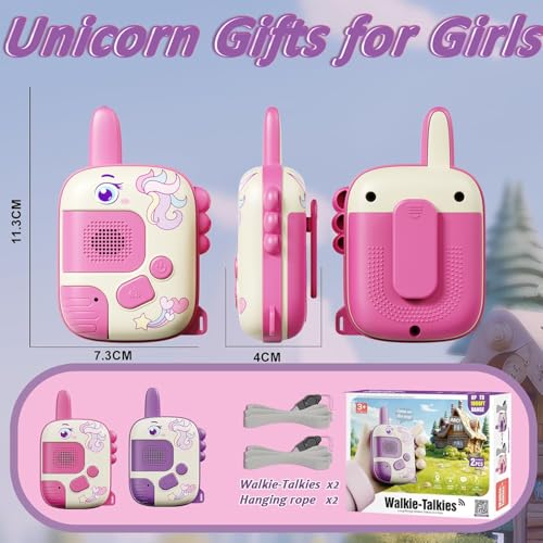 2PCS Walkie Talkie for Kids, Outdoor Adventure Toys with 1000ft Range, Compact & Durable, Ideal Gifts for 4-9 Year Old Girls (A)
