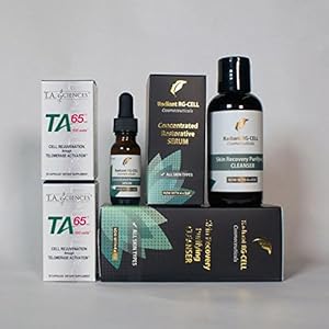 2x30 Caps/100 U TA-65 Telomerase Activation and Free $149.00 Value/Serum & Cleanser With Stem Cell Support Peptides EGF and AGA Blue Algae