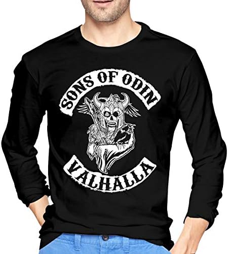 NeedLove Mens Classic Sons of Odin - Valhalla Chapter Long Sleeve Tee Black