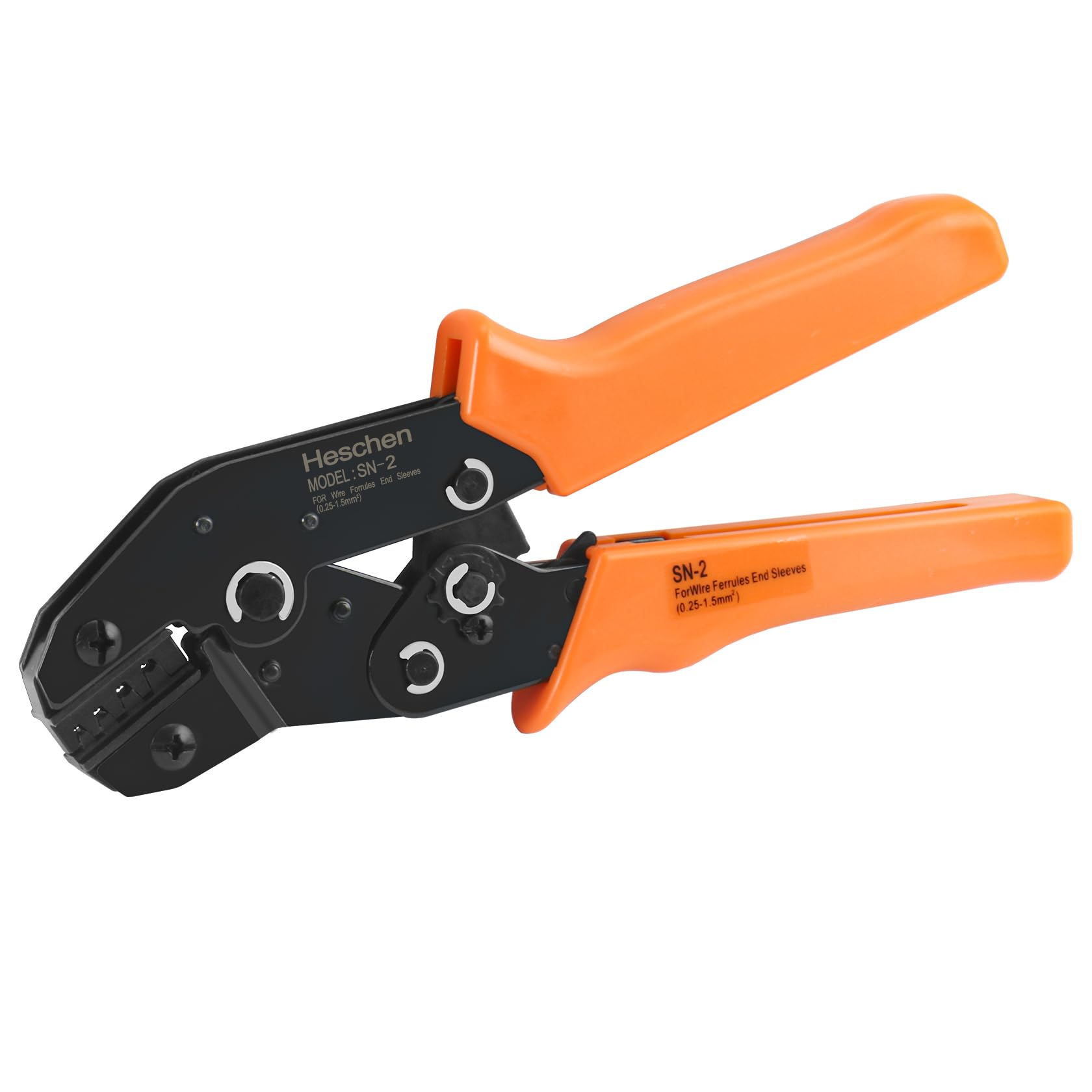 Heschen Mini Ratchet Crimper Plier, SN-2, Use for 0.25-1.5mm² (24-16 AWG) Non-Insulated tabs and receptacles, Orange