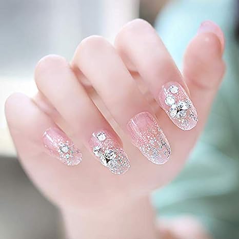 Amazon Co Jp 24枚 両面接着テープ付き 手作りネイルチップ 可愛い優雅ネイル結婚式 パーティ 3 5労働日に配送済み ホーム キッチン