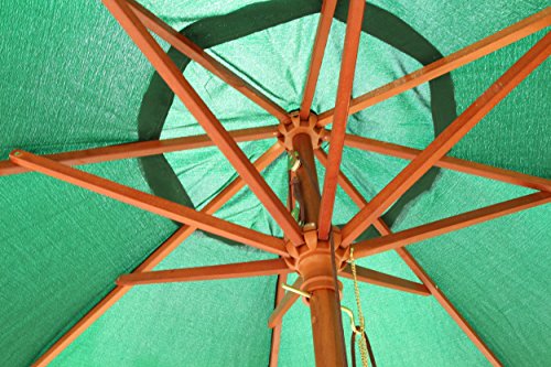 9' Wooden Patio Umbrella Garden Umbrella Sun Shade Outdoor Cafe Beach Parasol with Olefin Fabric