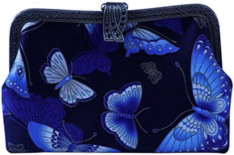 Castle Fairy Women's Vintage Handmade Floral Cloth Clutch Handbag Purse with Detachable Chain (Royal Blue)