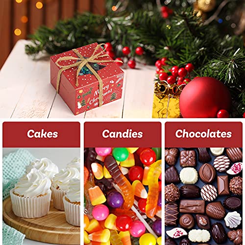 VGOODALL 14PCS Christmas Bakery Boxes with Window, Single Cupcake Carrier with Window Insert and Handle Pastry Containers Muffins Cupcake Carriers for Bakery Wrapping Party Favor Packing