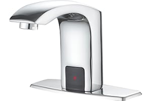 Bathfinesse Touchless Bathroom Sink Faucet Hands-Free, Commercial Auto Motion Sensor Faucet, AC/DC Powered, Temperature Adjustment Valve, Polishe Chrome