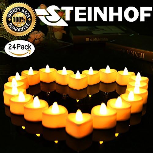 Flameless Flickering Led Tea Lights Candles Battery Operated Bright Amber Color Small Fake Tealights Candles Set Votive Wedding Decoration Home Party Lovers Dinner Romantic Love Type Csteinhof