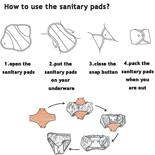 Reusable Waterproof Bamboo Charcoal Menstrual Pads Sets-Panty Liner Regular Flow Heavy Flow (Yixing, l) - Thumbnail 4