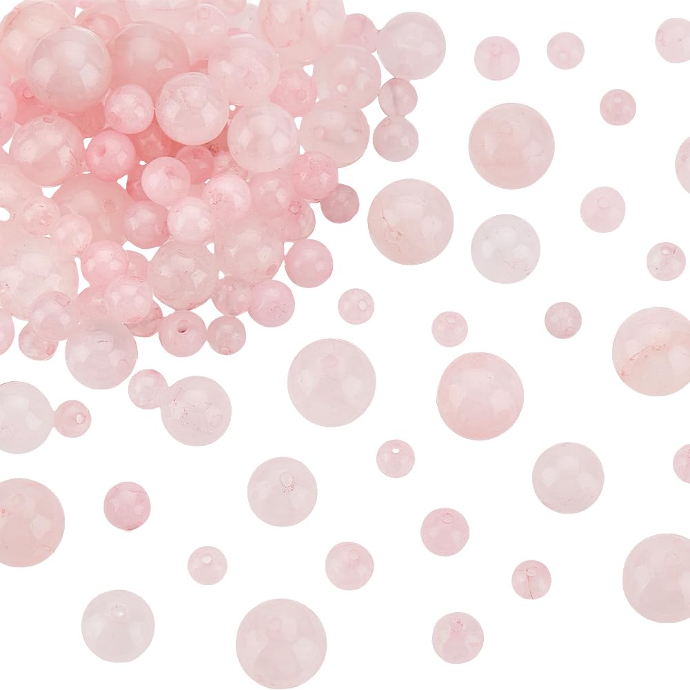 OLYCRAFT About 238~242pcs Natural Rose Quartz Beads Pink Crystal Bead 4mm 6mm 8mm 10mm Nature Jasper Beads Round Loose Energy Stone for Bracelet Necklace Jewelry Making