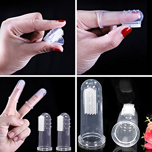Pet Toothbrush for Dogs and Cats, Cat Dog Finger Toothbrush Dental Hygiene Brushes for Pets, Sensitive Dental Hygiene Care Brush Keeps Teeth & Gums Clean, Healthy, and Shiny 2pcs