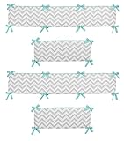 Gray and Turquoise Blue Zig Zag Collection Crib Bumper by Sweet Jojo Designs