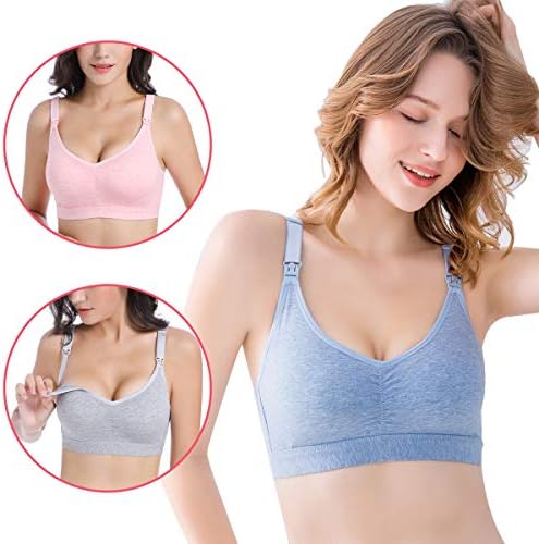 BEEAN3 Pack Womens Cotton Wirefree Sleeping Bras Maternity Nursing Bralette for Breastfeeding with Additional Bra Extenders