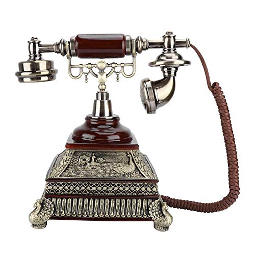 Fishlor Upgrade Antique Telephone, IDS-8975 Pearl White European Vintage Telephone, FSK/DTMF Electronic Calender Retro Landline, Home Hotel Decor