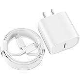 iPad Fast Charger,iPad Charger Fast Charging USB C Wall Chargers Block Plug Type C 6FT USB C to C Charging Cable Cord for iPad Pro 13/12.9/11 inch,iPad Air 6/5/4/M3/M2/A16,iPad Mini 6/7th,iPad 10/11th