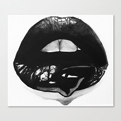 Ink Lips Art Canvas Print Wall Art for Home Decor 24 by 16 Inch