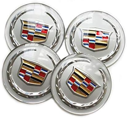 4 65mm for Cadillac Wheel Stickers, Emblem Badge Wheel Hub Cap Center Cap Suitable for Cadillac ATS CTS EXT SRX XTS XLR compatible (Silver)