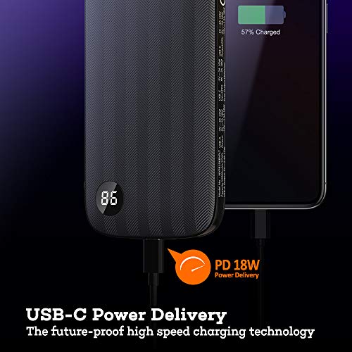 NOVOO USB C Power Bank Portable Charger, 10000mAh 18W USB-C Power Delivery PD Power Bank Battery Pack Power Pack Compatible with iPhone 11/11 Pro, iPad, Galaxy S10/Note 9, Pixel, Mate 20 Pro, P30