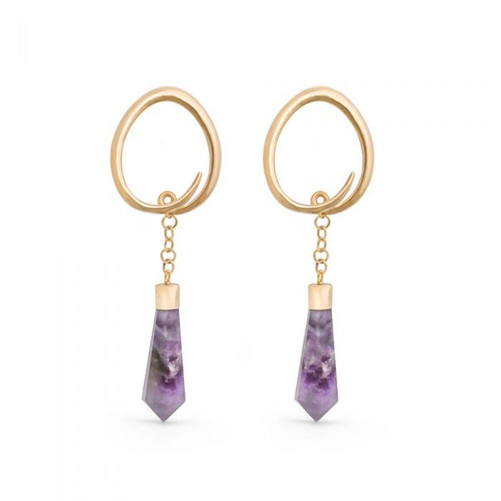 Elementals Organics 4g Amethyst Gold Plated Ovate Spiral Earrings — Price Per 2