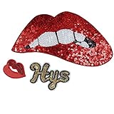 3 Pcs/Set Sequin Iron on Patch Hot Lip Sew On Patch for Bags Jackets Jeans Clothes By Crqes