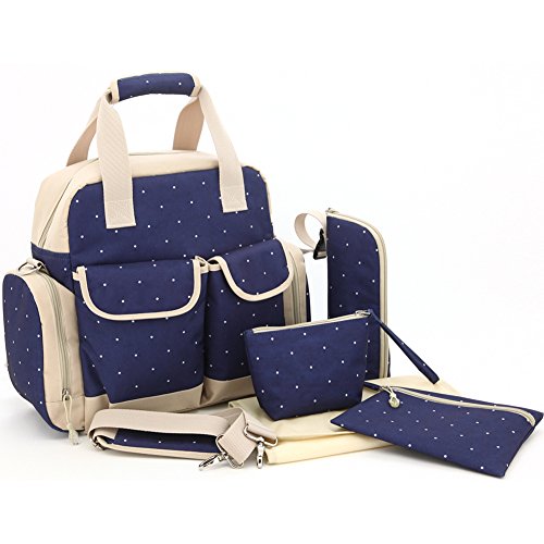 Orgrimmar Multifunction Diaper Tote Bags Baby Nappy Bag Larger Capacity Mummy Handbag Backpack(new blue dots )