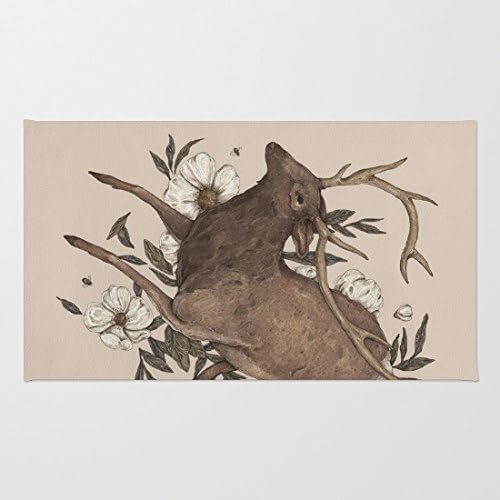 Gueskie Floral Elk Rug Entry Way Outdoor Non-slip Door Mat 50 x 80cm
