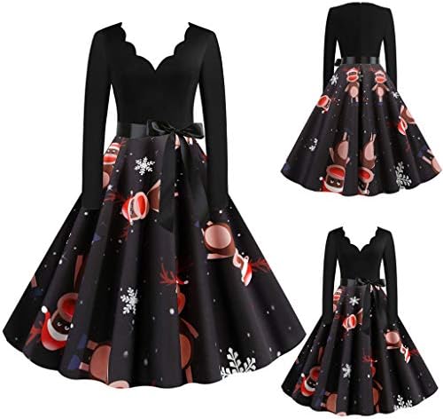 クリスマス 秋冬 ワンピース レディース Jikial レディース 長袖 大きいサイズ クリスマスワンピース ワンピース ドレス レディース クリスマス ファッション レディース ワンピース 秋冬 ロング クリスマスパーティードレス Vネックリスマスドレス 結婚式 衣装