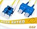 FiberCablesDirect LC-SC OS2 Fiber Patch Cable - 10Gb Duplex 50/125µm Singlemode Corning Glass | 1M (3.28ft) | Bulk Networking, Data Centers, Telecom, Enterprise Applications
