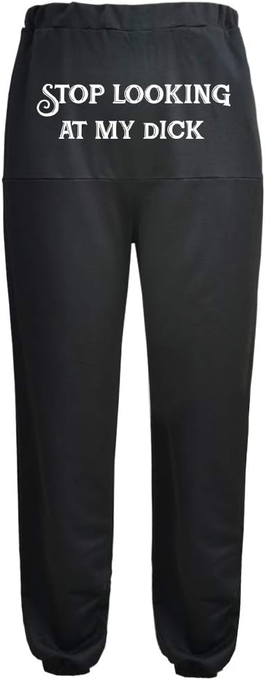 YJQ Stop Looking at My Dick Jogger Pant Women Elastic Waist Funny Letter Lounge Pants for Running