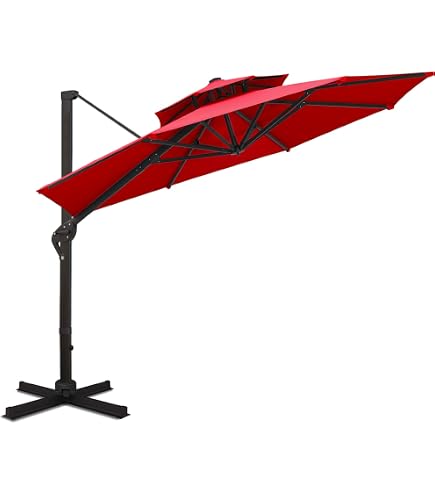 Sunnyglade 11 Ft Cantilever Patio Umbrella Deluxe Offset Umbrella Red