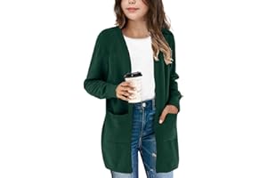 Amarmia Girl's Open Front Cardigan Long Sleeve Knit Sweaters Kids Solid Cute Casual Loose Outerwear Coats with Pockets