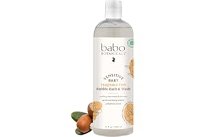 Babo Botanicals Sensitive Baby Fragrance-Free 2-in-1 Bubble Bath & Wash - Shea Butter, Calendula & Oat - Vegan - EWG Verified - For Babies & Kids