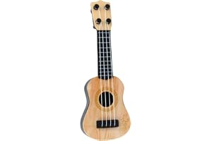 Mini Cavaquinho Infantil de Brinquedo, Instrumento Musical para Crianças (Bege)