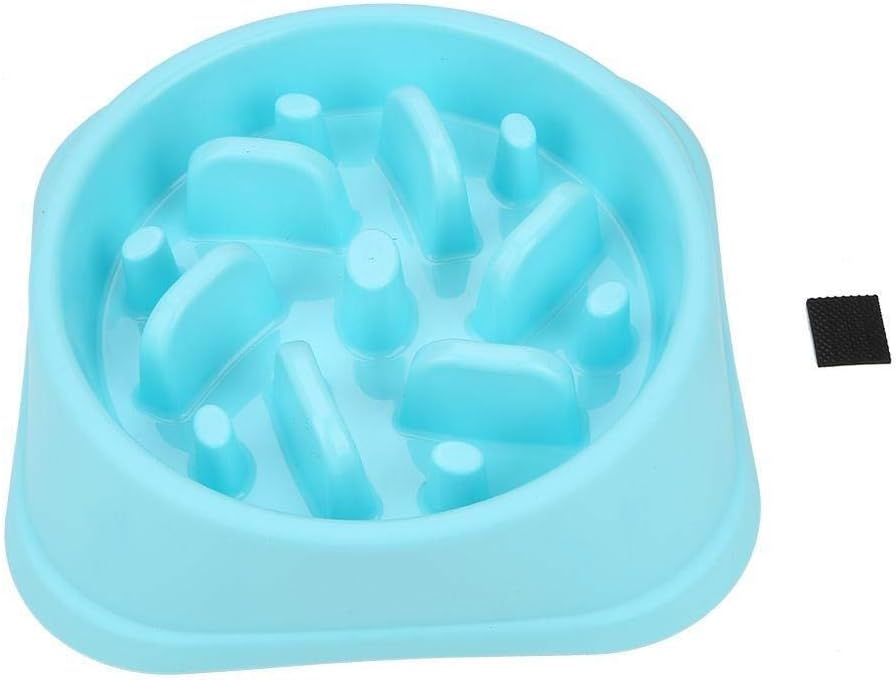 TKSE Dog Food Bowl Dish Anti Choking Slow Eating Water Food Feeder Container Eating Plate(Blue)