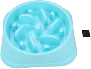 TKSE Dog Food Bowl Dish Anti Choking Slow Eating Water Food Feeder Container Eating Plate(Blue)