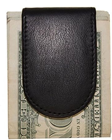 Improving Lifestyles Leather Magnetic Money Clip Black with Organza Gift Bag SUN 2592 BK