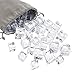 Whonline 50pcs Clear Fake Acrylic Ice Cubes Square Shape for Photography Props or Decorations, with 1 Large Velvet Storage Pouch (30pcs 1.12 Inches,20pcs 0.75 Inches)