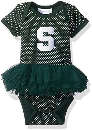 NCAA Michigan State Spartans Children Girls Pin Dot Tutu Creeper,Nb,Green