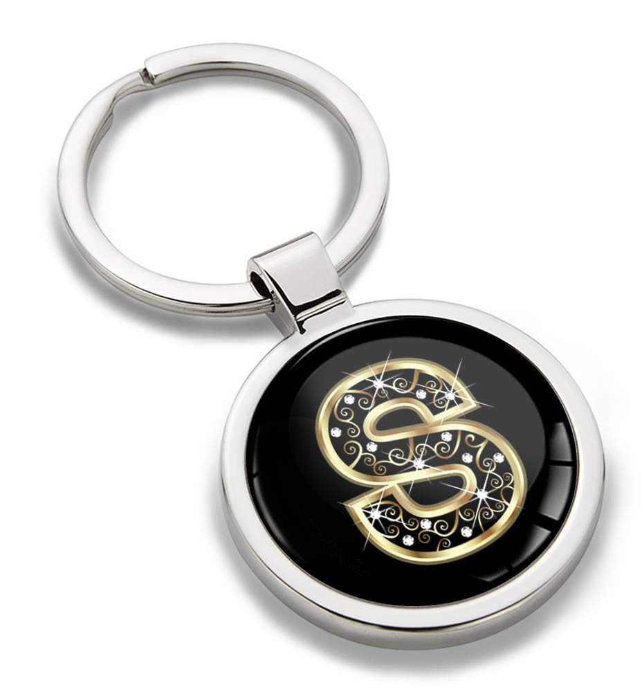 Biomar Labs Letter Keychain Alphabet Initial Keyring 3D Metal Stainless Steel Personalised Initials Charm for Car and Keys Available in Silver Rose Gold or Gold (S in Gold KK 71) โ image 1