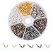 PH PandaHall 600pcs 6 Color Iron Bead Tips Knot Covers 8x4mm Metal Open Clamshell Fold-Over Bead Tips Knot Covers End Caps for Jewelry Making, Nickel Free
