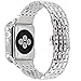 Falandi Replacement for Apple Watch Bands with Rhinestones Face Case, for Women Men, Bling Stainless Steel Replacement Diamond Wristband for iWatch Series 3, 2, 1, Nike+ Sport Edition (Silver, 42mm)