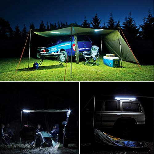 Onforu Dimmable Camping Light Kit for Car, IP67 Waterproof, 4 Pack 96 LED 400lm 5000K Daylight White DC 12V Auto LED Strip Light Bar with Magnetic Back for Vehicle Camping