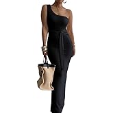 Nimsruc Womens Summer One Shoulder Long Dress Sexy Slim Sleeveless Bodycon Party Cocktail Maxi Dresses for Women 2026