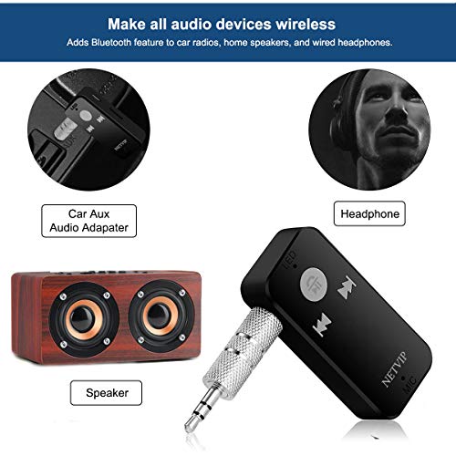 Bluetooth Receiver Wireless Car Audio Adapter, Hands-Free Audio Receiver & Mini 3.5mm Aux Audio Adapter Car Kits for Headphones/Speakers/Home Streaming Music Stereo Sound System TF/SD Card Supported - Thumbnail 4