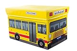 Clever Creations School Bus Collapsible Toy Storage Organizer Toy Box Folding Storage Ottoman for Kids Bedroom | Perfect Size Toy Chest for Books, Kids Toys, Baby Toys, Baby Clothes