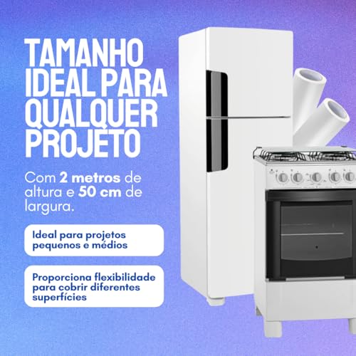 Adesivo Autocolante Branco Fosco Lavável 2m - Envelopamento de Parede, Porta e Móveis