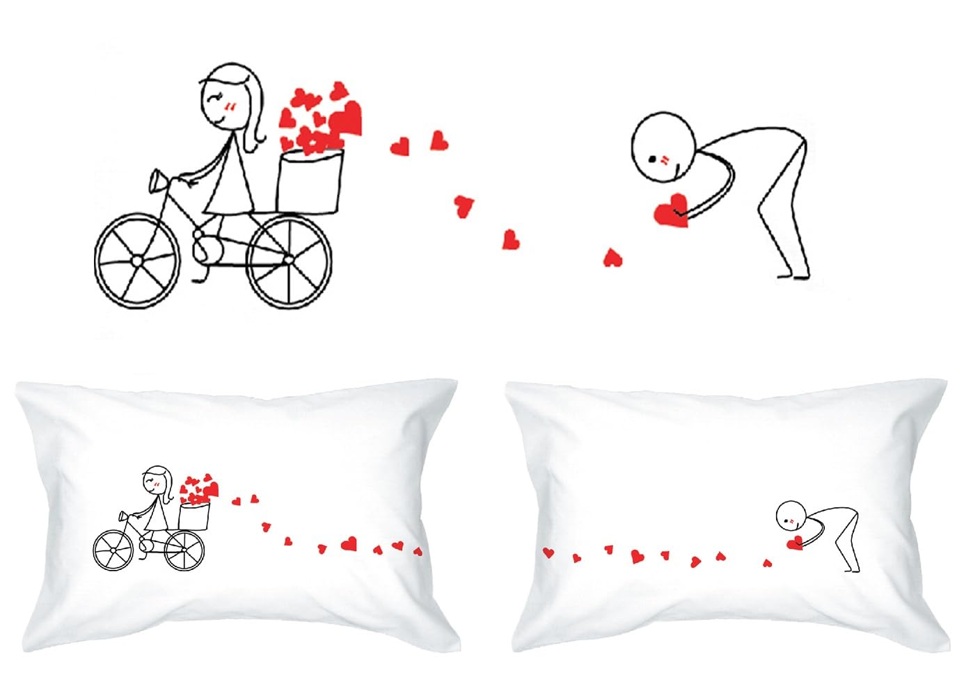 Human Touch Romantic His and Hers Pillow Cases - Love Trail