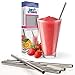 Stainless Steel Straws - Set of 5 Wide Metal Smoothie Straws with Cleaning Brush