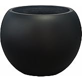 13.5 H x 17" Dia (12" Pot Opening) Round Fiberstone Planter with Drainage Hole, Black, Indoor/Outdoor Large Plant Pot for Home Patio Garden, Ideal for Large Plants