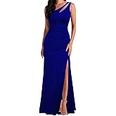 WOOSEA Women's One Shoulder Sleeveless Split Bodycon Mermaid Evening Cocktail Long Dress