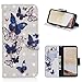 ZSTVIVA Galaxy S8 Case, S8 Case, Wallet Case Cover Diamond Tower PU Leather Credit ID Card Bumper Magnetic Flip Protective Skin Shell for Samsung Galaxy S8 Blue White Butterfly